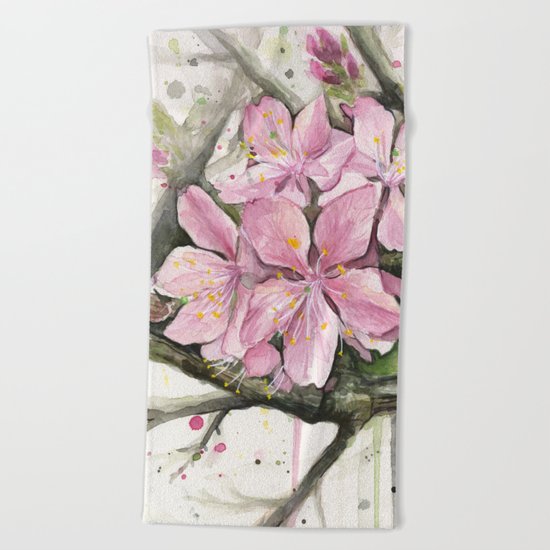 Cherry Blossom Beach Towel