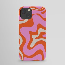 Retro Liquid Swirl Abstract Pattern Bright Pink Orange Cream iPhone Case
