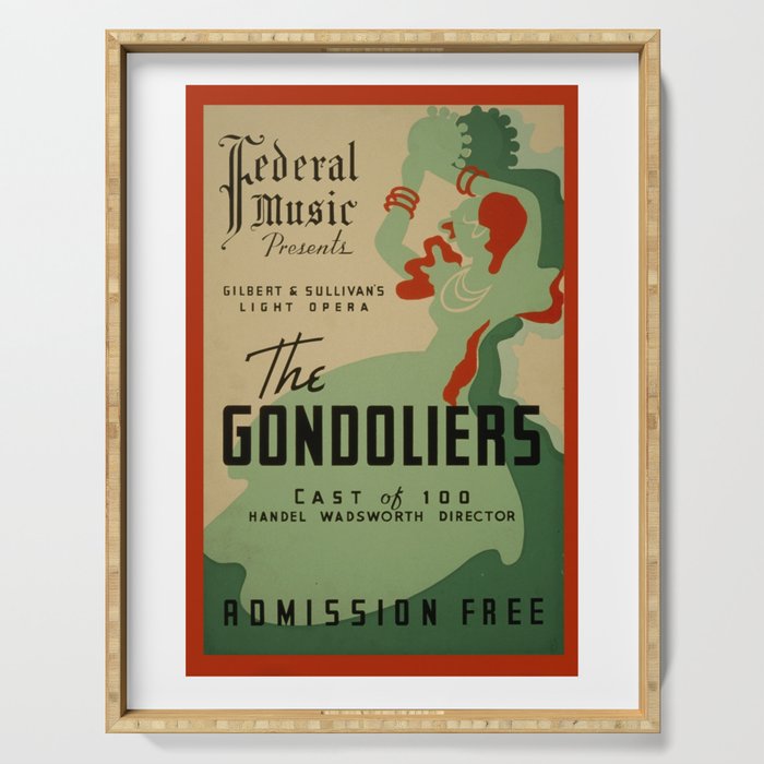 Federal Music Project The Gondoliers - Retro  Vintage Music Symphony  Serving Tray