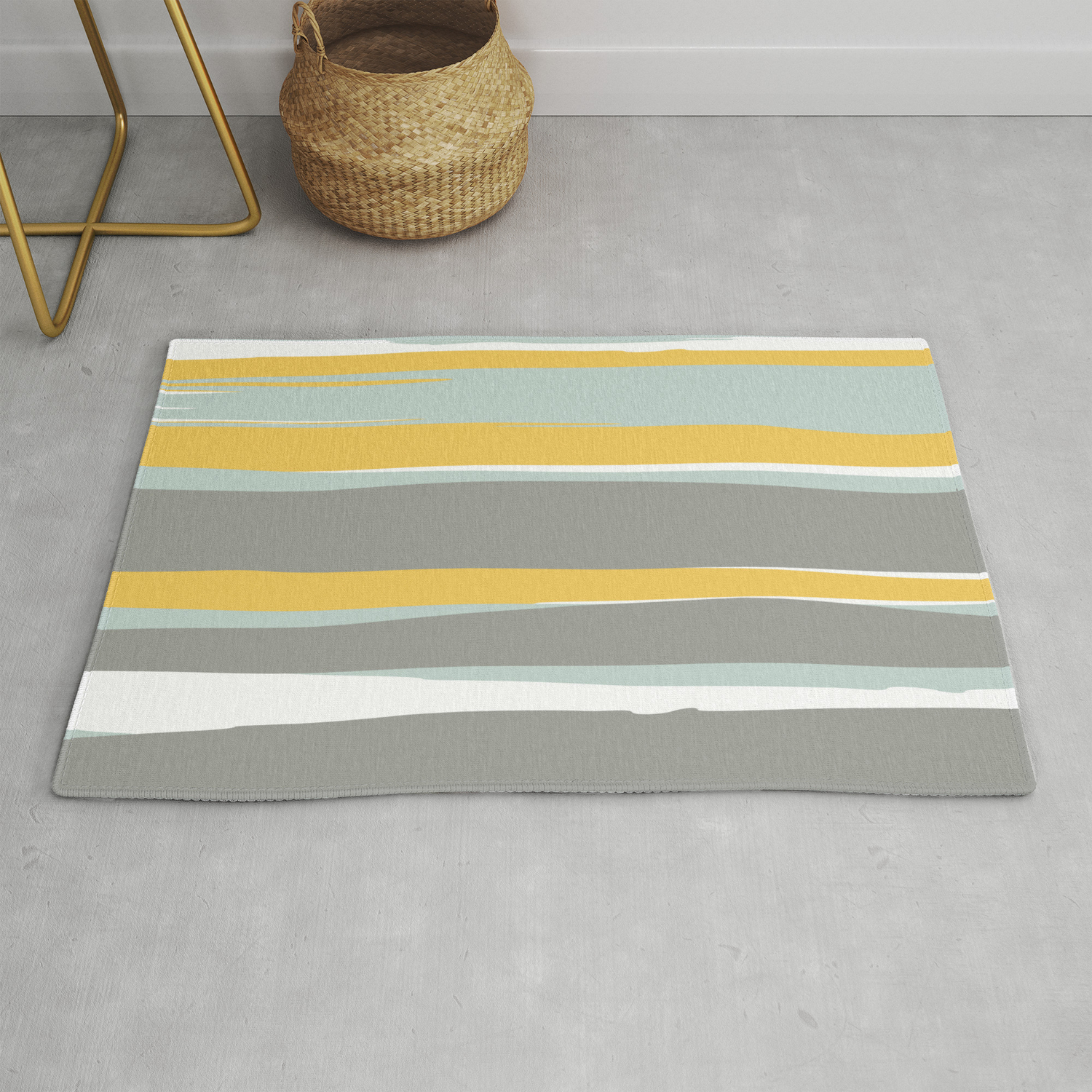 Stripe Abstract Sun And Beach Yellow Pale Aqua Blue And Gray