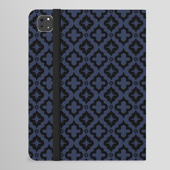 Navy Blue and Black Ornamental Arabic Pattern iPad Folio Case