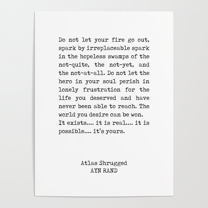 Ayn Rand Quote 1 - Atlas Shrugged - Minimalist, Classic, Typewriter Print - Inspiring - Literature Poster