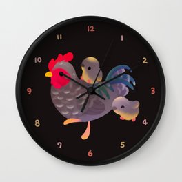 Chicken and Chick - dark Wall Clock | Leghorn, Polishfrizzle, Kawaii, Chickenbreed, Bluecochin, Bufforpington, Chicken, Pikaole, Bird, Cutebird 