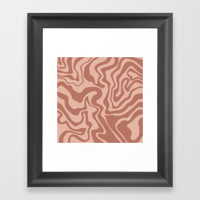 Neutral Earthy Terracotta Liquid Swirl  Framed Art Print