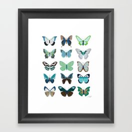 Green and Blue Butterflies Framed Art Print