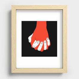 Colorful people holding hands flat cartoon  Recessed Framed Print