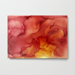 Red Sunset Abstract Ink Painting Red Orange Yellow Flame Metal Print By Olechka Society6