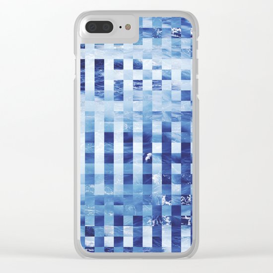 Nautical pixel abstract pattern Clear iPhone Case
