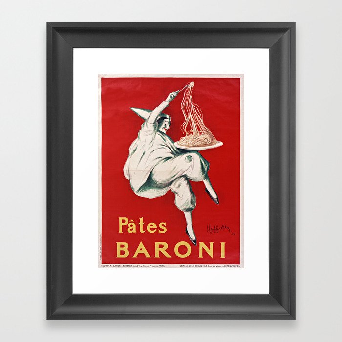 Old Italian pasta advertisement - Pates Baroni - Leonetto Cappiello - 1921 Framed Art Print