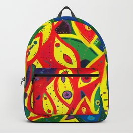 Tribute to the Decendents of the Goddex Kunta (rainbow) Backpack | Rainbow, Acrylic, Orange, Red, Yellow, Painting, Labia, Vagina, Green, Vulva 