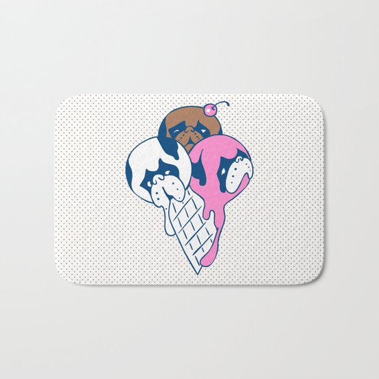 Ice cream Pugs Bath Mat