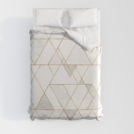 Mod Triangles Gold and white Duvet Cover