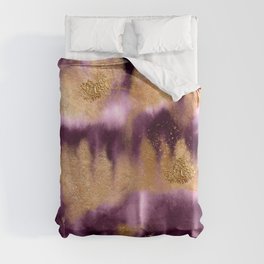 Purple Magenta And Gold Watercolor Texture Duvet Cover