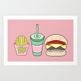 Fast Food Art Print | Children, Food, Collage, Funny 