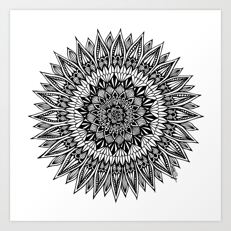 Zentangle Sunflower Art Print By Zenspiredesigns Society6
