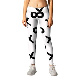 x's and o's Leggings | Alphabet, Hugs, Repeat, Handdrawn, Tictactoe, White, Kisses, Letters, Typography, Pattern 