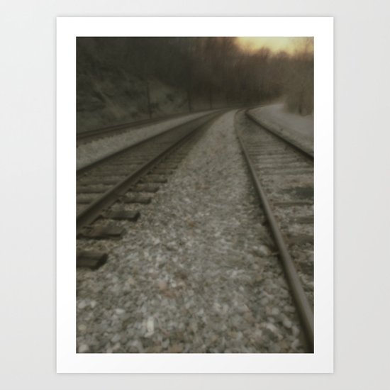 Metal, wood and pebbles Art Print
