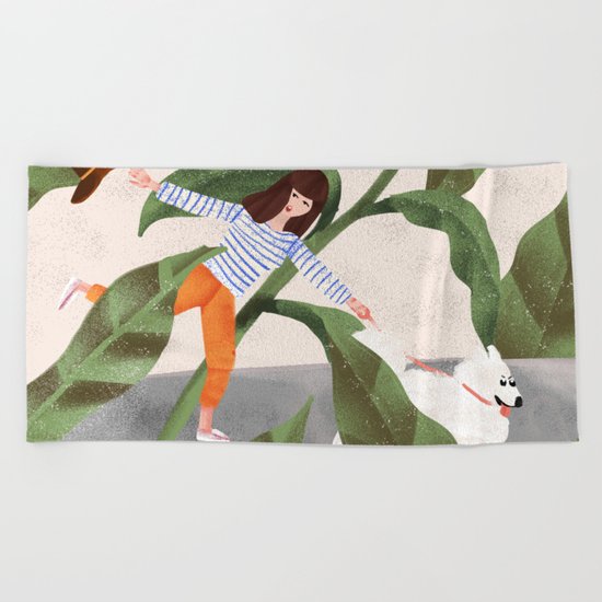 Going On A Walk Beach Towel