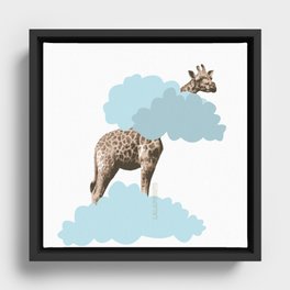 Giraff in the clouds . Joy in the clouds collection Framed Canvas