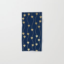 Heart Strings in Navy and Gold Hand & Bath Towel