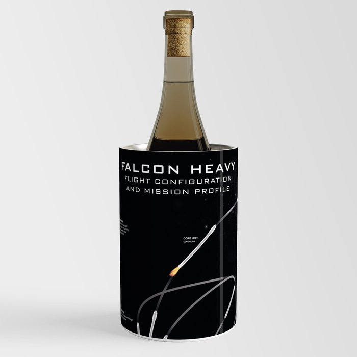SpaceX Falcon Heavy Spacecraft NASA Rocket Blueprint in High Resolution (all black) Wine Chiller