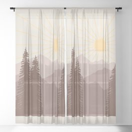 Sunny Mountain Morning in lavender Sheer Curtain