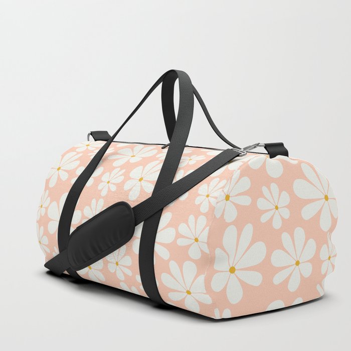 Retro Daisy Pattern - Peach Pink Bold Floral Duffle Bag