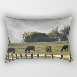 Horses with Fabric Sky | Surrealist Digital Art Rectangular Pillow