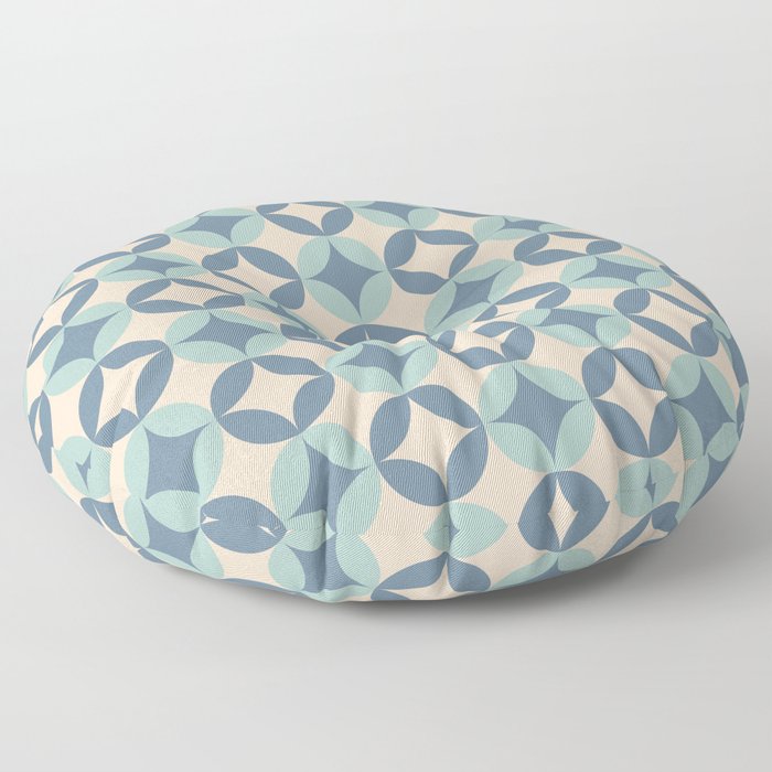 Rustic Four Leaf circle tile geometric pattern. Digital Illustration background Floor Pillow