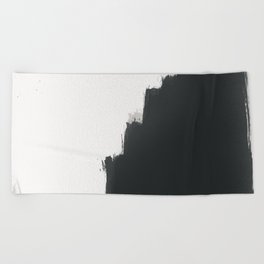 Beige Black and White Abstract Painting Beach Towel