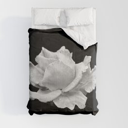 White Rose On Black Comforter