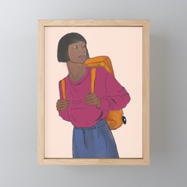 Backpack girl Framed Mini Art Print