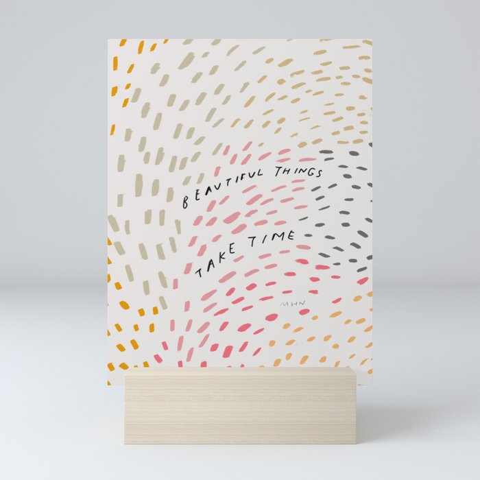 "Beautiful Things Take Time." | Abstract Dotted Pattern Wave Mini Art Print