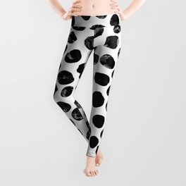 Jacson - minimal black and white modern abstract art print dots polka dots brushstrokes urban bklyn Leggings