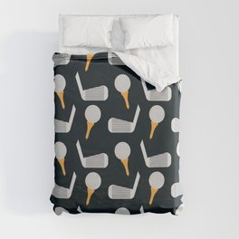 Golf Pattern (Black) Duvet Cover