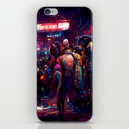 Postcards from the Future - Cyberpunk Street Market iPhone Skin
