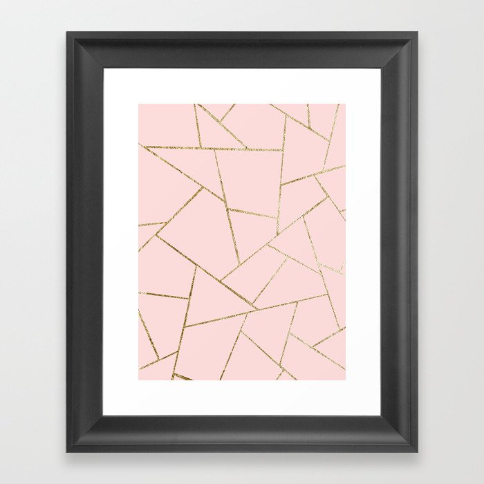 Blush Pink Gold Geometric Glam #1 #geo #decor #art #society6 Framed Art Print