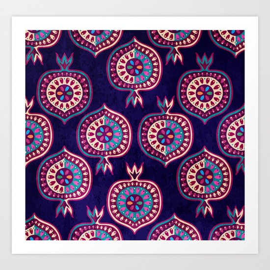 Decorative pomegranate pattern Art Print