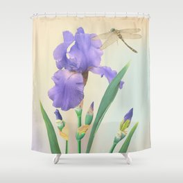 Wild Iris and Dragonfly Shower Curtain