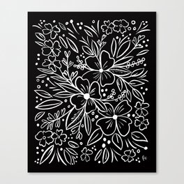 Chalk Florals in black Canvas Print