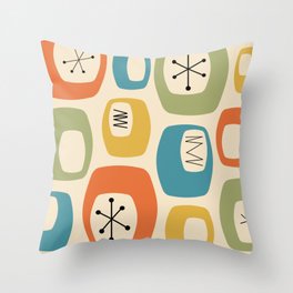 Mid Century Modern Oblongs Tan Colorful Throw Pillow