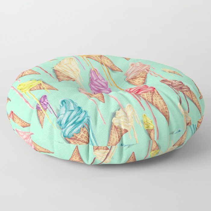 melted ice creams Floor Pillow
