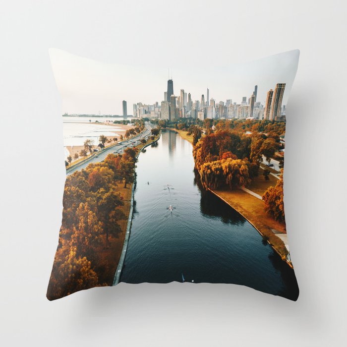 chicago aerial view Throw Pillow