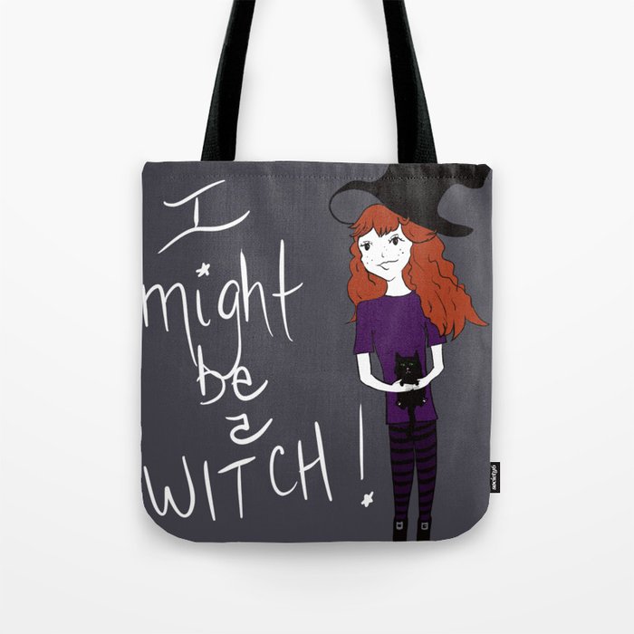 I Might Be A Witch Tote Bag | Drawing, Digital, Witch, Witch-gift, Halloween-gift, Witch-mug, Witch-coffee-mug, Halloween-coffee-mug, I-might-be-a-witch, Witch-sayings