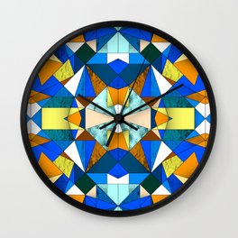 Kaleido Stained Glass Wall Clock | Pattern, Kaleidoscope, Mosaic, Stainedglass, Graphicdesign, Bright, Boldcolor, Geometric, Symetical, Triangles 