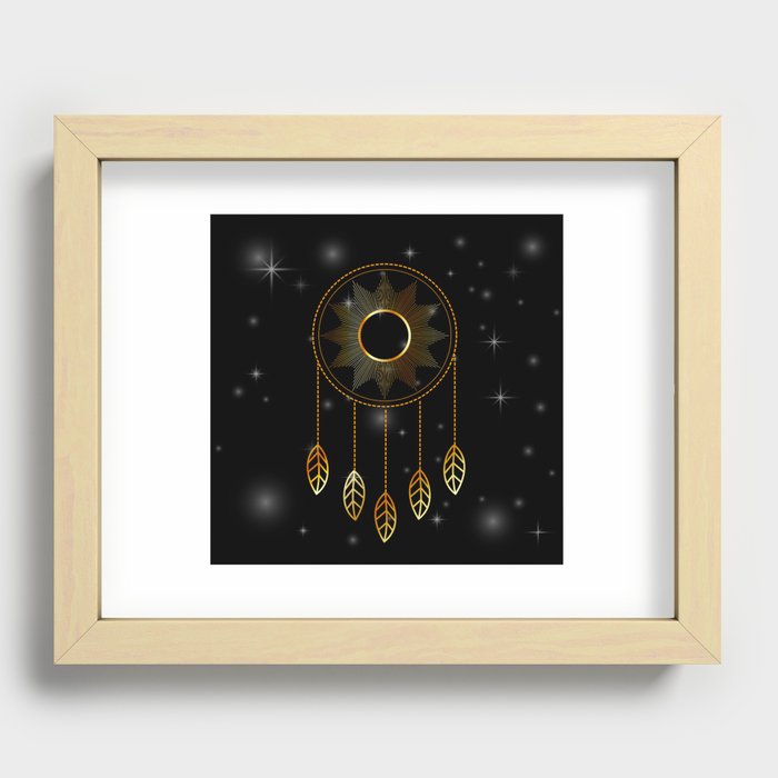 Mystic space dreamcatcher with stars Recessed Framed Print