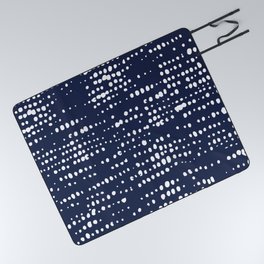 Abstract Spotted Pattern in Navy Blue Picnic Blanket