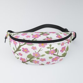 Lovely Blossoms - pink on white Fanny Pack