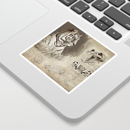 Vintage siberian tiger study Sticker