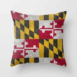 Maryland flag - Vintage grungy Throw Pillow